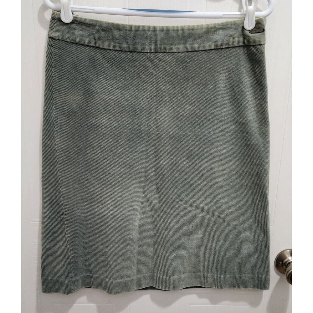 Mexx Women's Zip Up Pencil Skirt Cotton Blend Corduroy Sage Green Size 8